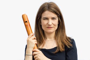 Photo of Catherine Fleming holding a recorder